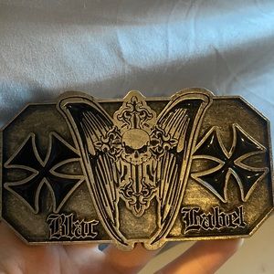 Gothic belt buckle with skull crosses